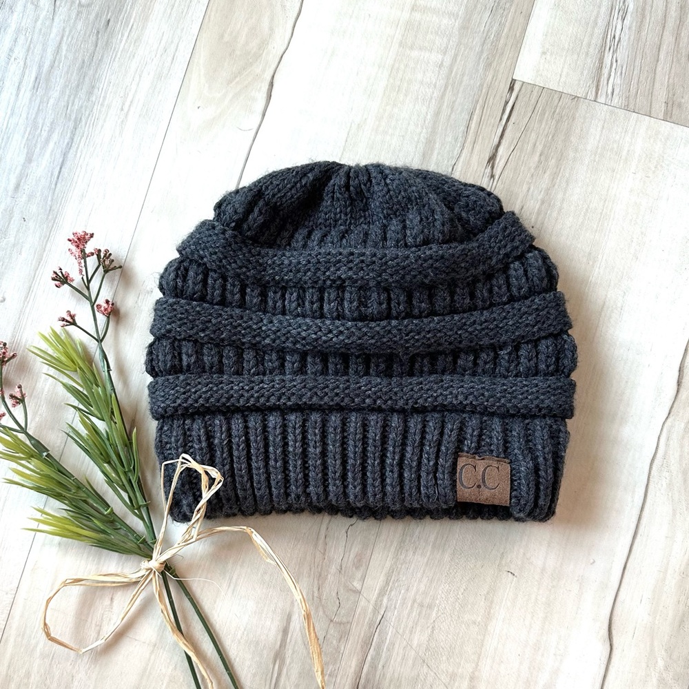 C.C. Dark Gray Knit Beanie